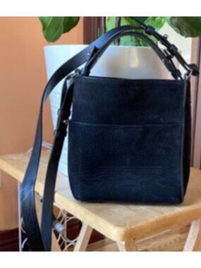 AllSaints - Cooper Mini Tote (Crossbody) Bag in Black Nubuck
